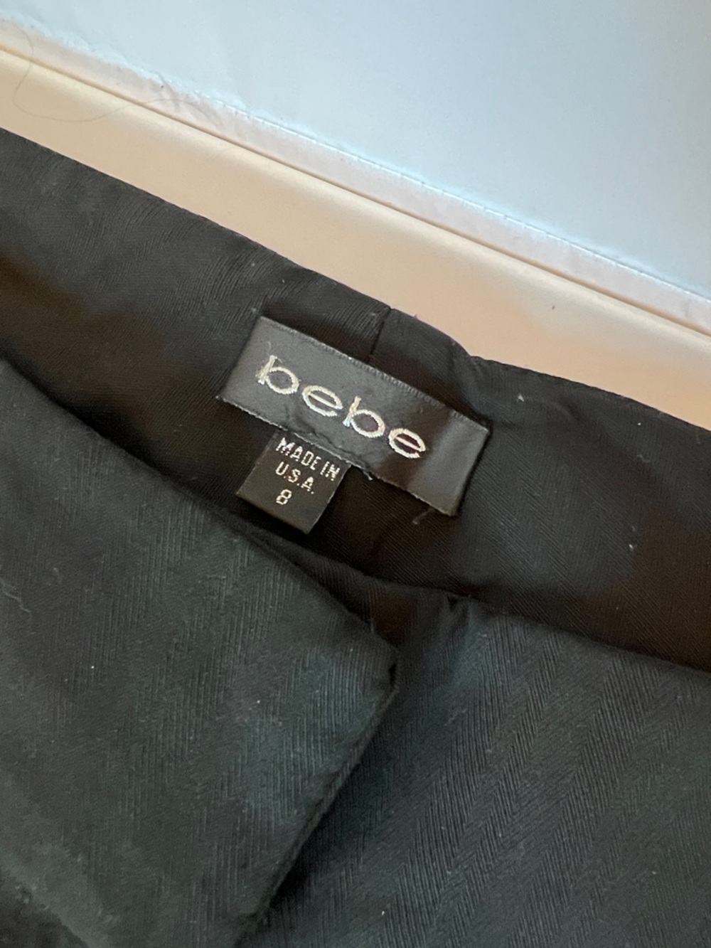 bebe Black Slim Fit Low Rise Dress Pants with Flared Cuff. Size 8 - Picture 2 of 12